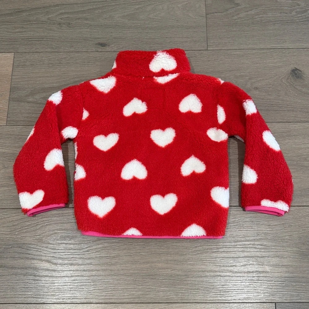 JUMPING BEANS Red White Heart‎ Pink Sherpa Full Zip Cozy Jacket Size 3T